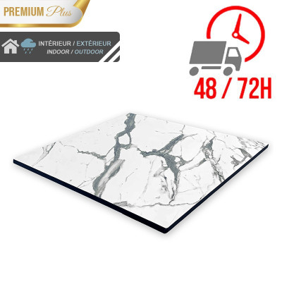 Plateau de table compact 60x60 cm stratifié - Blanc Marbre / GOLDINOX Plateau de table compact 60x60 cm stratifié - Blanc Marbre / GOLDINOX