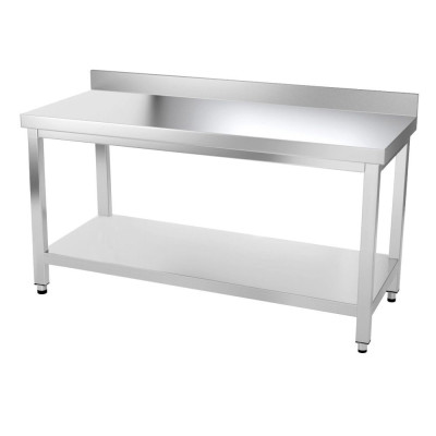 Table inox 1500 x 700 mm adossée avec renfort / GOLDINOX