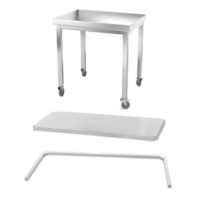 Table inox 800 x 600 mm avec renfort sur roulettes / GOLDINOX Table inox 800 x 600 mm avec renfort sur roulettes / GOLDINOX