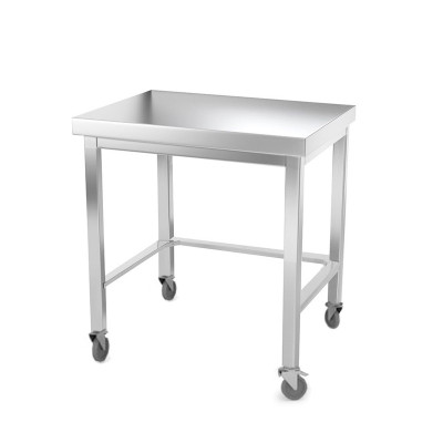 Table inox 800 x 600 mm avec renfort sur roulettes / GOLDINOX Table inox 800 x 600 mm avec renfort sur roulettes / GOLDINOX