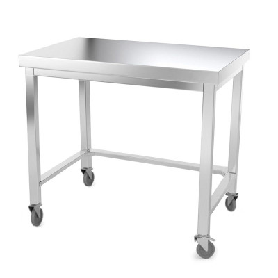 Table inox 1000 x 600 mm avec renfort sur roulettes / GOLDINOX Table inox 1000 x 600 mm avec renfort sur roulettes / GOLDINOX