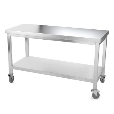 Table inox 1600 x 600 mm avec renfort sur roulettes / GOLDINOX Table inox 1600 x 600 mm avec renfort sur roulettes / GOLDINOX