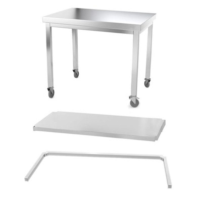 Table inox 1000 x 700 mm avec renfort sur roulettes / GOLDINOX Table inox 1000 x 700 mm avec renfort sur roulettes / GOLDINOX