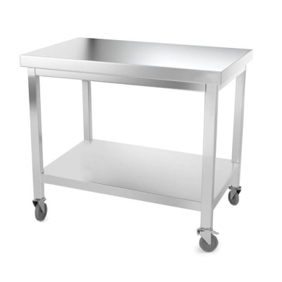 Table inox 1000 x 700 mm avec renfort sur roulettes / GOLDINOX Table inox 1000 x 700 mm avec renfort sur roulettes / GOLDINOX