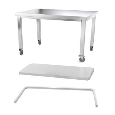 Table inox 1600 x 700 mm avec renfort sur roulettes / GOLDINOX Table inox 1600 x 700 mm avec renfort sur roulettes / GOLDINOX