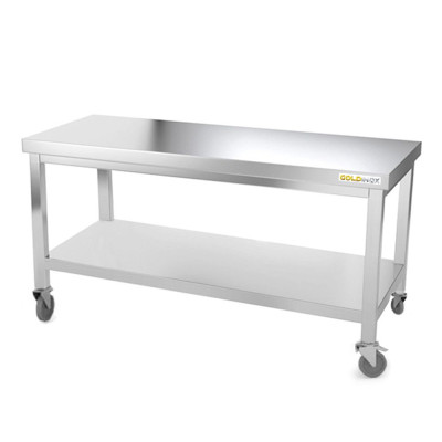 Table inox soubassement 1400 x 500 mm sur roulettes / GOLDINOX Table inox soubassement 1400 x 500 mm sur roulettes / GOLDINOX