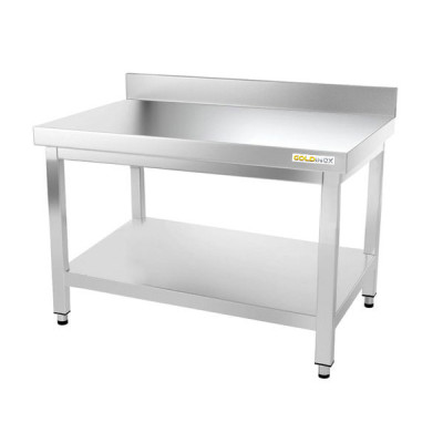 Table inox soubassement 1000 x 700 mm adossée avec renfort / GOLDINOX Table inox soubassement 1000 x 700 mm adossée avec renfort / GOLDINOX