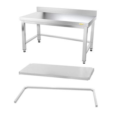 Table inox soubassement 1400 x 700 mm adossée avec renfort / GOLDINOX Table inox soubassement 1400 x 700 mm adossée avec renfort / GOLDINOX