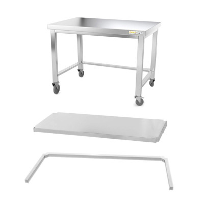 Table inox soubassement 1200 x 700 mm avec renfort sur roulettes / GOLDINOX Table inox soubassement 1200 x 700 mm avec renfort sur roulettes / GOLDINOX