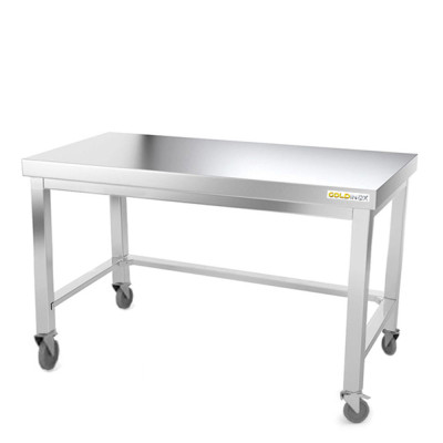 Table inox soubassement 1600 x 700 mm avec renfort sur roulettes / GOLDINOX Table inox soubassement 1600 x 700 mm avec renfort sur roulettes / GOLDINOX