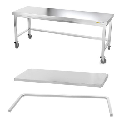 Table inox soubassement 2000 x 700 mm avec renfort sur roulettes / GOLDINOX Table inox soubassement 2000 x 700 mm avec renfort sur roulettes / GOLDINOX