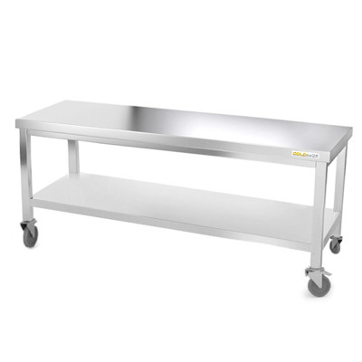 Table inox soubassement 2000 x 700 mm avec renfort sur roulettes / GOLDINOX Table inox soubassement 2000 x 700 mm avec renfort sur roulettes / GOLDINOX