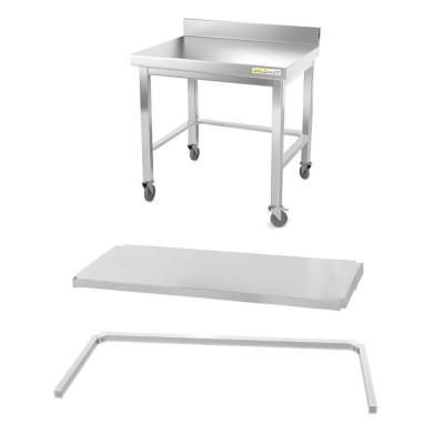 Table inox soubassement 800 x 700 mm adossée avec renfort sur roulettes / GOLDINOX Table inox soubassement 800 x 700 mm adossée avec renfort sur roulettes / GOLDINOX