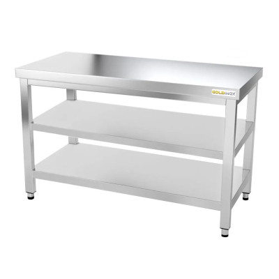 Table inox 1400 x 700 mm avec 2 étagères / GOLDINOX Table inox 1400 x 700 mm avec 2 étagères / GOLDINOX