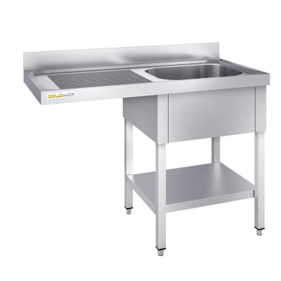 Plonge lave-vaisselle inox 1 bac - 1200 x 700 mm égouttoir gauche PREMIUM / GOLDINOX Plonge lave-vaisselle inox 1 bac - 1200 x 700 mm égouttoir gauche PREMIUM / GOLDINOX