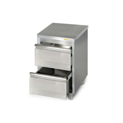 Meuble bas inox 500 x 700 mm avec 2 tiroirs PREMIUM / GOLDINOX Meuble bas inox 500 x 700 mm avec 2 tiroirs PREMIUM / GOLDINOX