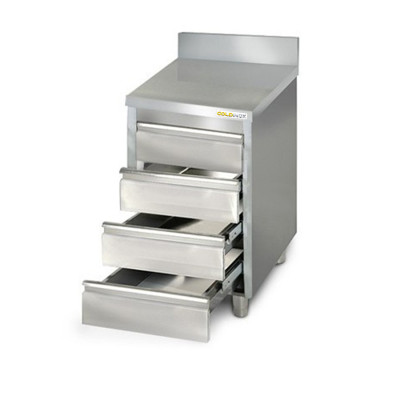 Meuble bas inox 500 x 700 mm adossée avec 4 tiroirs PREMIUM / GOLDINOX Meuble bas inox 500 x 700 mm adossée avec 4 tiroirs PREMIUM / GOLDINOX