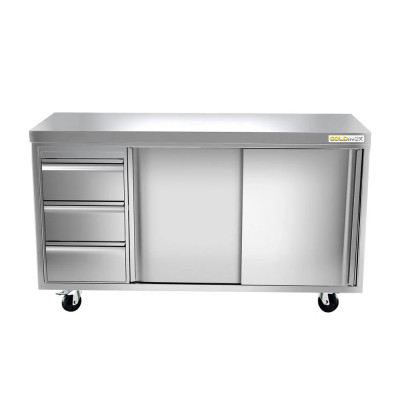 Meuble bas inox 2000 x 700 mm avec 3 tiroirs gauche sur roulettes / GOLDINOX Meuble bas inox 2000 x 700 mm avec 3 tiroirs gauche sur roulettes / GOLDINOX