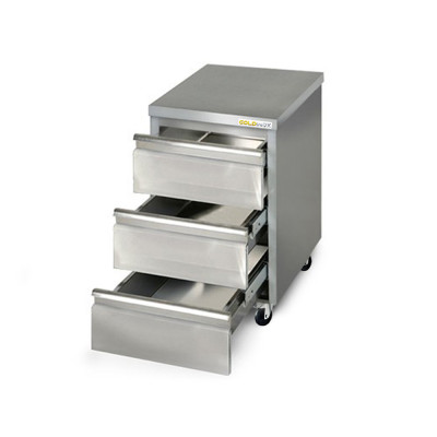 Meuble inox 3 tiroirs 500 x 600 mm sur roulettes / GOLDINOX Meuble inox 3 tiroirs 500 x 600 mm sur roulettes / GOLDINOX