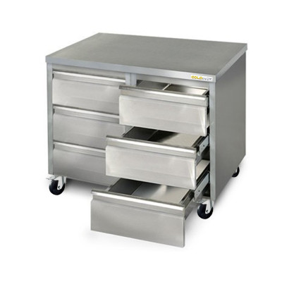 Meuble inox 6 tiroirs 1000 x 700 mm sur roulettes / GOLDINOX Meuble inox 6 tiroirs 1000 x 700 mm sur roulettes / GOLDINOX