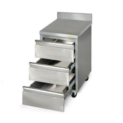Meuble inox 3 tiroirs 500 x 600 mm adossée sur roulettes / GOLDINOX Meuble inox 3 tiroirs 500 x 600 mm adossée sur roulettes / GOLDINOX