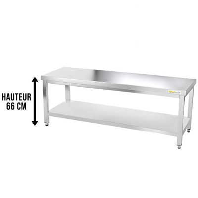 Table inox soubassement 2000 x 600 mm / GOLDINOX Table inox soubassement 2000 x 600 mm / GOLDINOX