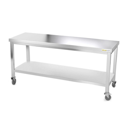 Table inox 2000 x 700 mm sur roulettes / GOLDINOX Table inox 2000 x 700 mm sur roulettes / GOLDINOX