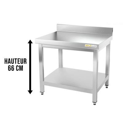 Table inox soubassement 800 x 700 mm adossée / GOLDINOX Table inox soubassement 800 x 700 mm adossée / GOLDINOX