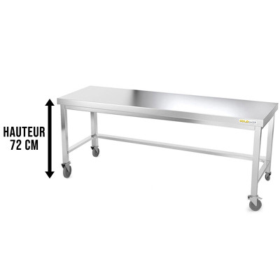 Table inox soubassement 2000 x 700 mm avec renfort sur roulettes / GOLDINOX Table inox soubassement 2000 x 700 mm avec renfort sur roulettes / GOLDINOX
