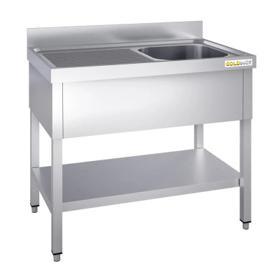 Plonge inox 1 bac - 1200 x 600 mm égouttoir gauche PREMIUM / GOLDINOX Plonge inox 1 bac - 1200 x 600 mm égouttoir gauche PREMIUM / GOLDINOX