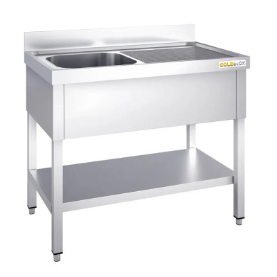 Plonge inox 1 bac - 1200 x 600 mm égouttoir droite PREMIUM / GOLDINOX Plonge inox 1 bac - 1200 x 600 mm égouttoir droite PREMIUM / GOLDINOX