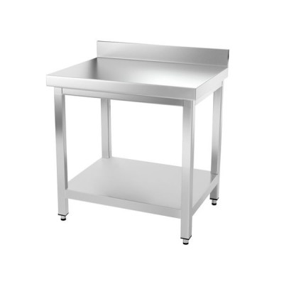 Table inox 800 x 800 mm adossée avec renfort / GOLDINOX Table inox 800 x 800 mm adossée avec renfort / GOLDINOX