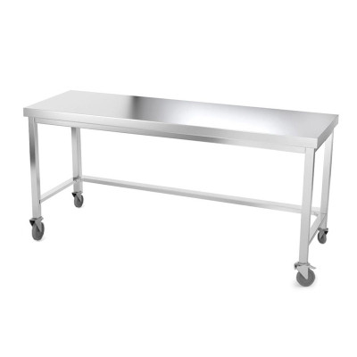Table inox 2000 x 800 mm avec renfort sur roulettes / GOLDINOX Table inox 2000 x 800 mm avec renfort sur roulettes / GOLDINOX