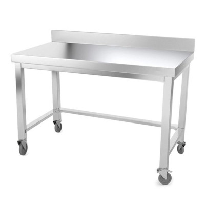 Table inox 1600 x 800 mm adossée avec renfort sur roulettes / GOLDINOX Table inox 1600 x 800 mm adossée avec renfort sur roulettes / GOLDINOX