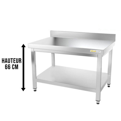Table inox soubassement 1200 x 800 mm adossée / GOLDINOX Table inox soubassement 1200 x 800 mm adossée / GOLDINOX