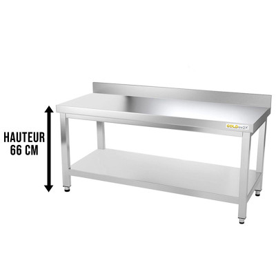 Table inox soubassement 1400 x 800 mm adossée / GOLDINOX Table inox soubassement 1400 x 800 mm adossée / GOLDINOX