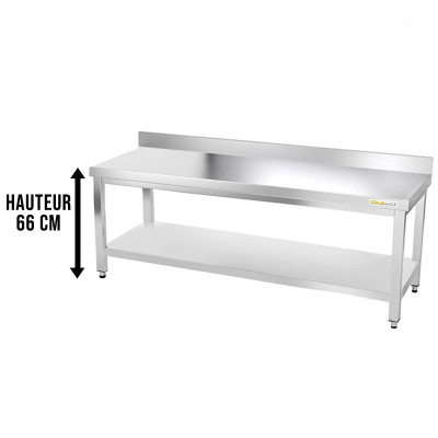 Table inox soubassement 2000 x 800 mm adossée / GOLDINOX Table inox soubassement 2000 x 800 mm adossée / GOLDINOX