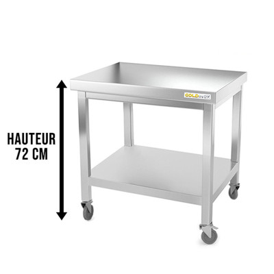 Table inox soubassement 800 x 800 mm sur roulettes / GOLDINOX Table inox soubassement 800 x 800 mm sur roulettes / GOLDINOX