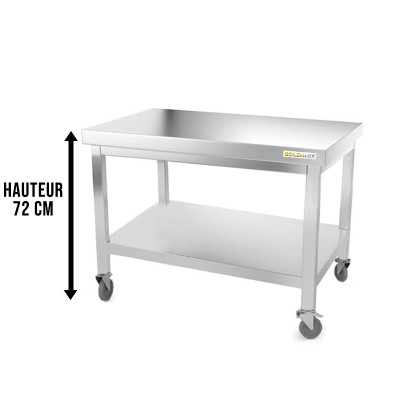 Table inox soubassement 1200 x 800 mm sur roulettes / GOLDINOX Table inox soubassement 1200 x 800 mm sur roulettes / GOLDINOX