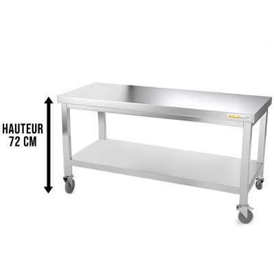 Table inox soubassement 1600 x 800 mm sur roulettes / GOLDINOX Table inox soubassement 1600 x 800 mm sur roulettes / GOLDINOX