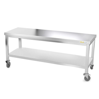 Table inox soubassement 2000 x 800 mm sur roulettes / GOLDINOX Table inox soubassement 2000 x 800 mm sur roulettes / GOLDINOX