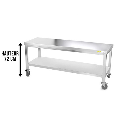 Table inox soubassement 2000 x 800 mm sur roulettes / GOLDINOX Table inox soubassement 2000 x 800 mm sur roulettes / GOLDINOX