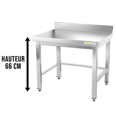 Table inox soubassement 800 x 800 mm adossée avec renfort / GOLDINOX Table inox soubassement 800 x 800 mm adossée avec renfort / GOLDINOX