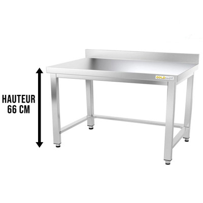 Table inox soubassement 1000 x 800 mm adossée avec renfort / GOLDINOX Table inox soubassement 1000 x 800 mm adossée avec renfort / GOLDINOX