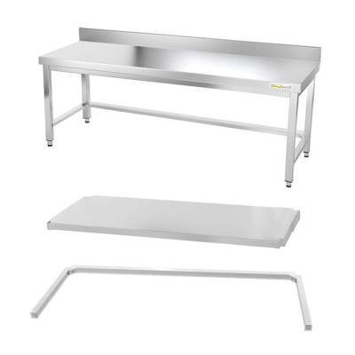 Table inox soubassement 2000 x 800 mm adossée avec renfort / GOLDINOX Table inox soubassement 2000 x 800 mm adossée avec renfort / GOLDINOX