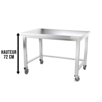 Table inox soubassement 1000 x 800 mm avec renfort sur roulettes / GOLDINOX Table inox soubassement 1000 x 800 mm avec renfort sur roulettes / GOLDINOX