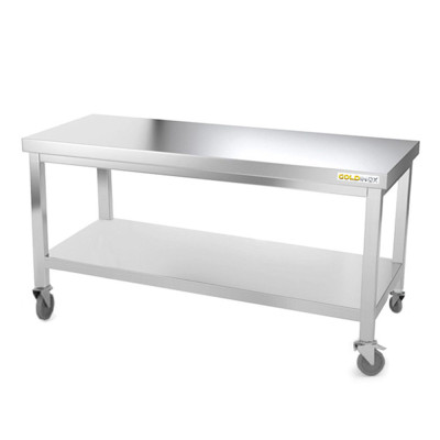 Table inox soubassement 1400 x 800 mm avec renfort sur roulettes / GOLDINOX Table inox soubassement 1400 x 800 mm avec renfort sur roulettes / GOLDINOX