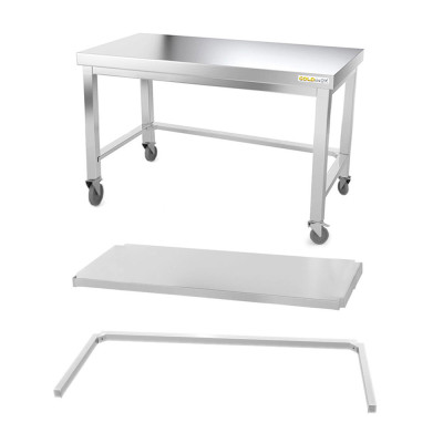 Table inox soubassement 1600 x 800 mm avec renfort sur roulettes / GOLDINOX Table inox soubassement 1600 x 800 mm avec renfort sur roulettes / GOLDINOX