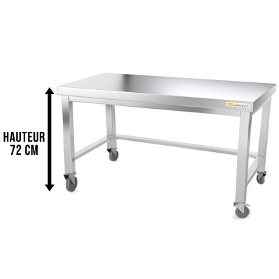 Table inox soubassement 1600 x 800 mm avec renfort sur roulettes / GOLDINOX Table inox soubassement 1600 x 800 mm avec renfort sur roulettes / GOLDINOX