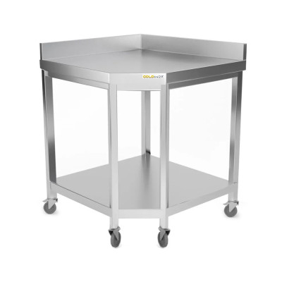 Table inox d'angle 1000 x 800 mm adossée sur roulettes / GOLDINOX Table inox d'angle 1000 x 800 mm adossée sur roulettes / GOLDINOX